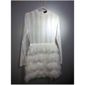 White feathered dress